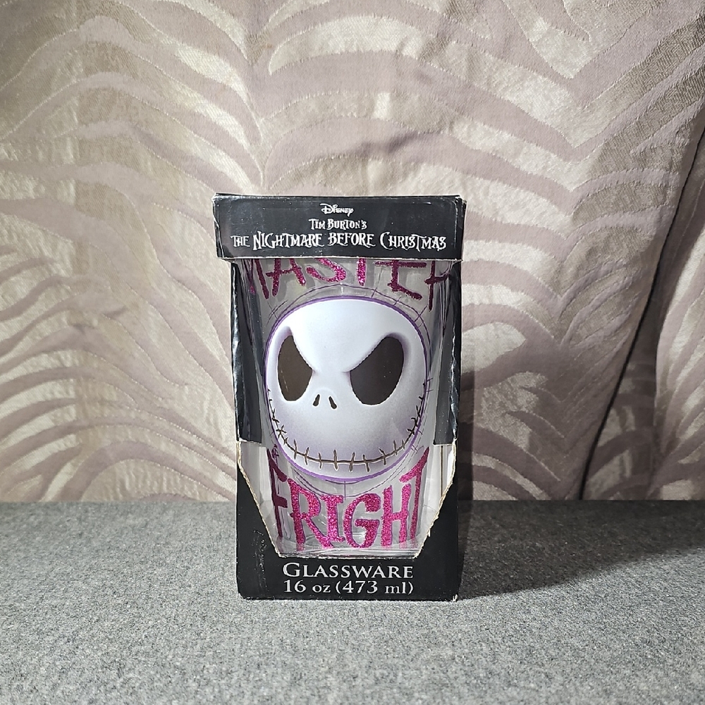 Disney Pink and Black Nightmare Before Christmas Glass